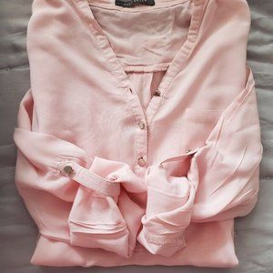 soft Pastel Pink Long Sleeve Blouse by Suzy Shier- XS